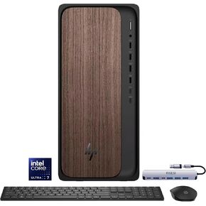 كمبيوتر HP OmniDesk المكتبي - Intel Core Ultra 7 265، 16 جيجابايت DDR5 1 تيرابايت SSD، تصميم خشبي داكن أنيق، أداء جاهز للذكاء الاصطناعي، Windows 11 Pro مع محطة إرساء in Kuwait