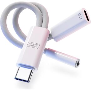VUM 32 بت/384 كيلو هرتز Hi-Fi DAC & PD 60W شاحن USB-C إلى 3.5 ملم محول صوت مقبس سماعة الرأس، كابل Aux Audio Dongle مع شحن سريع من النوع C، موزع سماعة رأس 2 في 1 in Kuwait