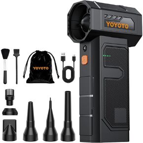 منفضة هواء مضغوط، منفضة هواء كهربائية مع محرك قوي بدون فرش 40 مم، منفاخ يدوي صغير لاسلكي بأربعة سرعات مع ضوء LED، مروحة توربينية قابلة لإعادة الشحن بقدرة 27.75 وات في الساعة للوحة المفاتيح والسيارة والمنزل والخارج in Kuwait