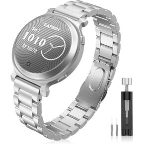 Stainless Steel Watch Band Compatible with Garmin Lily 2/Lily 2 Active, Metal Sport Replacement Strap Quick Release Lightweight Adjustable Wristband for Men Women in Kuwait