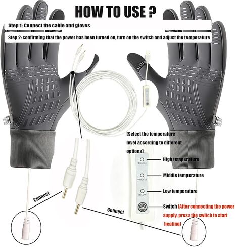 USB Heated Gloves for Men Women, Waterproof Touchscreen Winter Sports Gloves for Skiing, Snowboarding, Cycling in Saudi Arabia