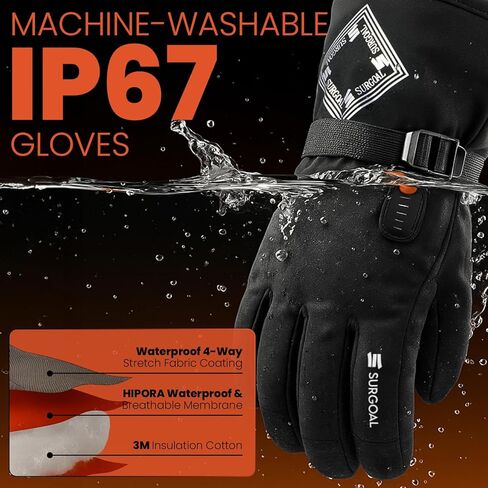 Leather Heated Gloves for Men, 158°F Heating & 8H Battery Life, 7.4V Rechargeable Heated Gloves for Women, Waterproof & Touchscreen Ideal for Winter, Hunting, Motorcycle in Saudi Arabia