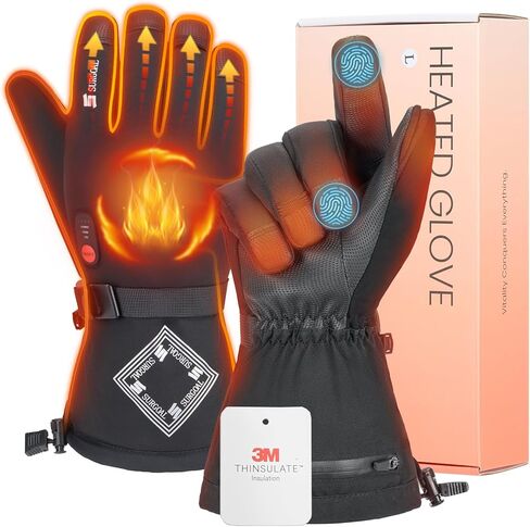 Leather Heated Gloves for Men, 158°F Heating & 8H Battery Life, 7.4V Rechargeable Heated Gloves for Women, Waterproof & Touchscreen Ideal for Winter, Hunting, Motorcycle in Saudi Arabia