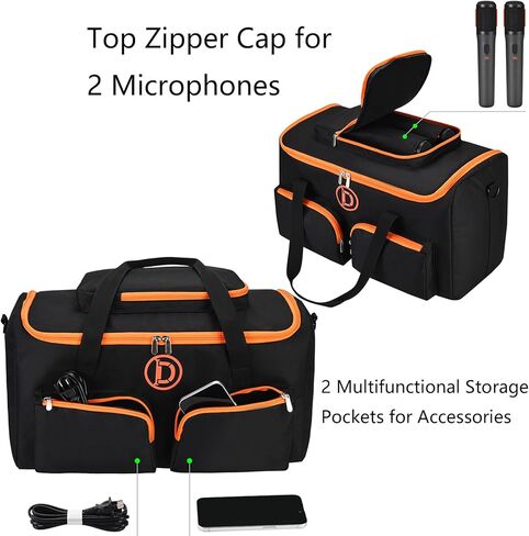 Carrying Travel Case Storage Tote Bag Rugged Cover Accessories for JBL PartyBox On-The-Go 2 Portable Party Speaker and Wireless Microphones,Case Bag for JBL Partybox ON The GO 2 Only in Saudi Arabia