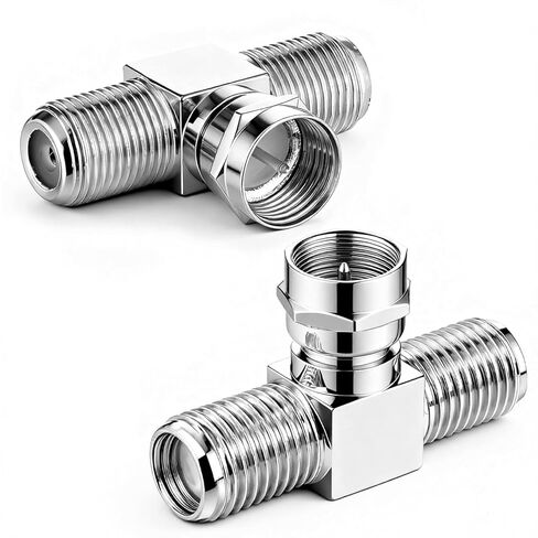 2PCS Coaxial Cable Splitter, Zinc Alloy TV Splitter 2 in 1 Out F Type Rg6 Male to 2 F Female 3 Way Coaxial Cable Connector Adapter for TV, Video, Satellite, VCR, Antenna Cables in Saudi Arabia