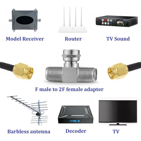 2PCS Coaxial Cable Splitter, Zinc Alloy TV Splitter 2 in 1 Out F Type Rg6 Male to 2 F Female 3 Way Coaxial Cable Connector Adapter for TV, Video, Satellite, VCR, Antenna Cables in Saudi Arabia