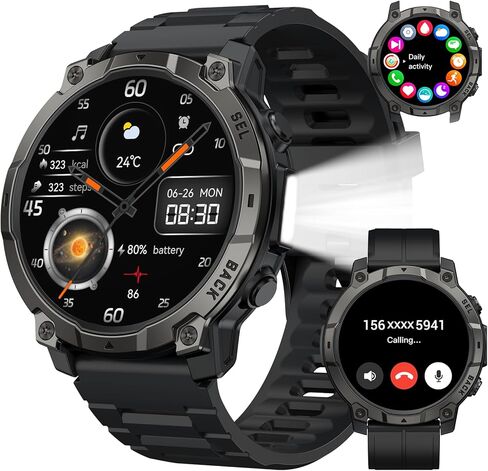 Smart Watch for Men Fitness Tracker: Military Make Answer Call LED Digital Mens Watches Waterproof Smartwatch Android Phone iPhone Samsung Compatible Sleep SpO2 Heart Rate Monitor Step Pedometer in Saudi Arabia
