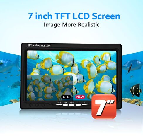 كاميرا صيد تحت الماء مع شاشة LCD مقاس 7 بوصات، جهاز كشف الأسماك المحمول HD 1000 TVL، 30 قطعة مصباح LED أبيض قابل للتعديل، كابل 30 متر مقاوم للماء IP68 كاميرا لصيد الأسماك في بحيرة الجليد وقوارب الكاياك in Kuwait
