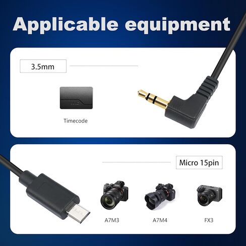 Devinal Timecode Sync Cable for Sony FX3 FX30 A7S3 A1, 3.5mm TRS to Micro USB Cable for Tentacle SYNC E Track E Timebar, Durable Tangle-Free Design, 28cm 11 inch in Saudi Arabia