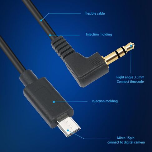 Devinal Timecode Sync Cable for Sony FX3 FX30 A7S3 A1, 3.5mm TRS to Micro USB Cable for Tentacle SYNC E Track E Timebar, Durable Tangle-Free Design, 28cm 11 inch in Saudi Arabia