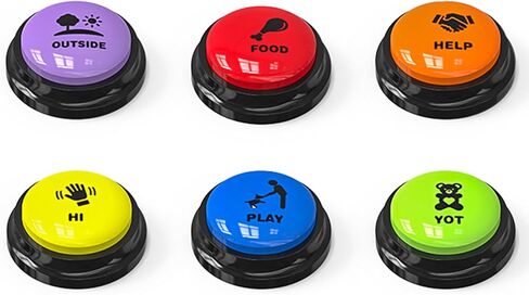 أزرار الكلاب للاتصالات ، 8 PCS COLG Talking Button Set ، 30S قابلة للتسجيل أزرار تدريب صوتية للحيوانات الأليفة ، زر التحدث للكلاب مع زر الكلب المضاد للانزلاق و 48 ملصقات المشهد in Kuwait