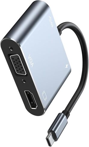 محولات USB C إلى VGA مخرج 4K مع شحن سريع USB 3 Hub محولات سبائك الألومنيوم ملحقات الكمبيوتر المحمول للاستخدام المكتبي in Kuwait