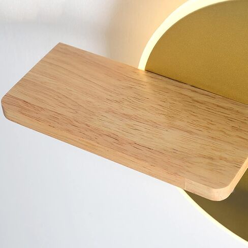 Modern LED with Wooden Shelve | Indoor Wall Mount Reading Light with Switch & USB Charging Port | Decor Lighting Wall Lights for Bedroom Hotel 3000K Warm White in Saudi Arabia