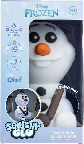 Paladone Frozen Olaf SquishyGlo Light - مصباح السيليكون الرسمي من ديزني للأطفال والمراهقين - ضوء ليلي لاسلكي قابل لإعادة الشحن - ديكور ممتع لغرفة النوم وهدية قابلة للجمع in Kuwait