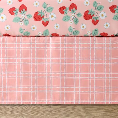 The Peanutshell Strawberry Sweet 3-Piece Baby Girl Crib Bedding Set – Pink Nursery Bedding, Crib Comforter & Decor for Newborns and Toddlers in Saudi Arabia