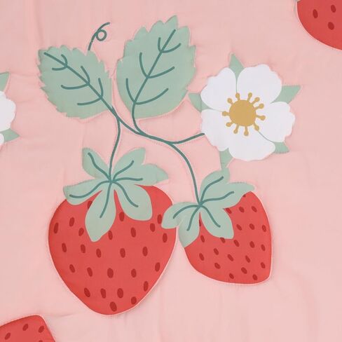 The Peanutshell Strawberry Sweet 3-Piece Baby Girl Crib Bedding Set – Pink Nursery Bedding, Crib Comforter & Decor for Newborns and Toddlers in Saudi Arabia