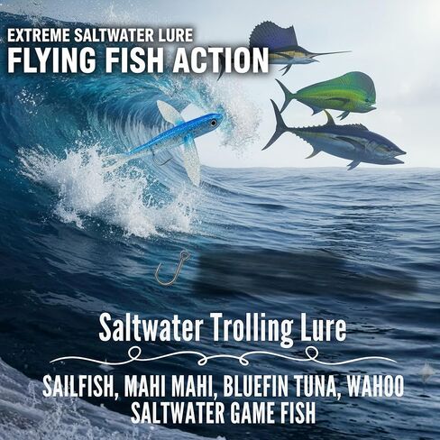 2 Pack - Flying Fish Lure for Saltwater Trolling, Deep Sea Fishing Lures Targeting Bluefin Tuna, Wahoo, Sailfish, and Bluefish in Saudi Arabia