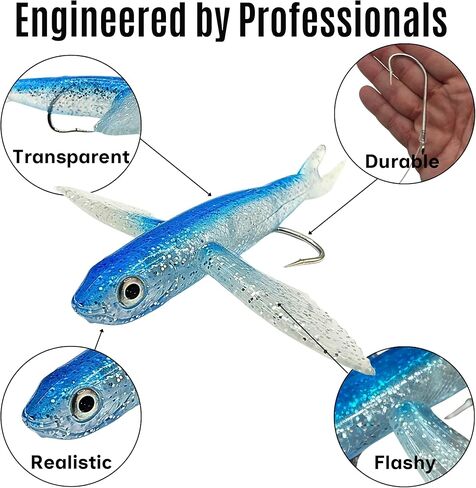 2 Pack - Flying Fish Lure for Saltwater Trolling, Deep Sea Fishing Lures Targeting Bluefin Tuna, Wahoo, Sailfish, and Bluefish in Saudi Arabia