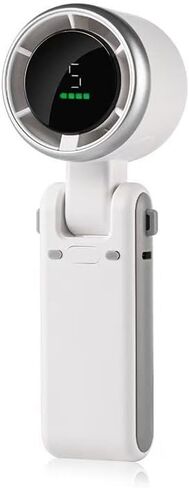 Portable Handheld Fan, 5-Speed Turbo Wind, Digital LED Display, 1800mAh Rechargeable Battery, Type-C Charging, 180° Foldable Design, White in Saudi Arabia