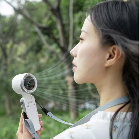 Portable Handheld Fan, 5-Speed Turbo Wind, Digital LED Display, 1800mAh Rechargeable Battery, Type-C Charging, 180° Foldable Design, White in Saudi Arabia