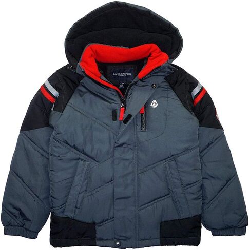 London Fog Boys' Big Active Puffer Jacket Winter Coat, Super Grey, 10/12 in Saudi Arabia