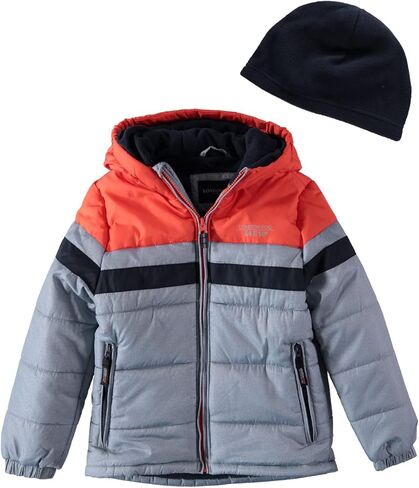 London Fog Boys' Big Active Puffer Jacket Winter Coat, Super Grey, 10/12 in Saudi Arabia