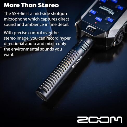 حزمة مسجل Zoom H6 الأساسية مع كبسولة ميكروفون ستيريو Zoom Shotgun Mic، وميكروفون بودكاست، وسماعات الرأس، وكابل XLR، وحوامل الطاولة، والزجاج الأمامي، والكابلات، وبطاقة ذاكرة Micro SD سعة 2 × 64 جيجابايت in Saudi Arabia