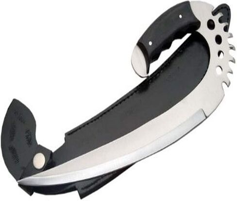 Szco Supplies 12" Fantasy Swing Blade Knife - Tactical Saber Claw with Stainless Steel Saw-Tooth Blade, Full Tang, Black Wood Handle, and Leather Sheath for Collectors, Cosplay, and Self-Defense in Saudi Arabia