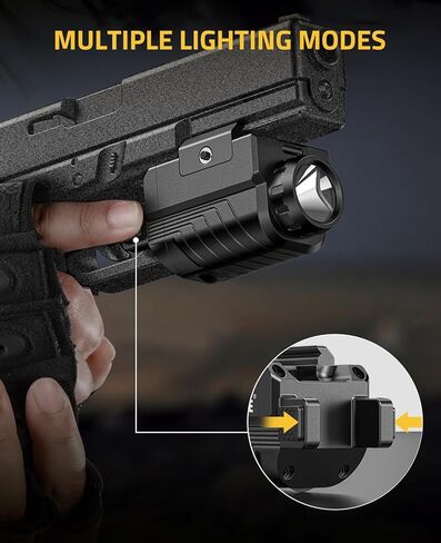 CVLIFE 800 Lumens Mini Pistol Light Rechargeable with All New Sliding Rail, Compact Gun Light with Strobe Mode for GL Rails, Mini Pistol Flashlight for Home Defense and Hunting in Saudi Arabia