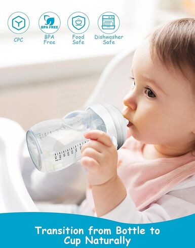 Straw Cup Conversion Kit for Philips Avent Natural Baby Bottles,Weighted Straw Sippy Cup Transition Kit with Soft Nipple and Handles for Toddler, 4-Pack， 8M+ in Saudi Arabia