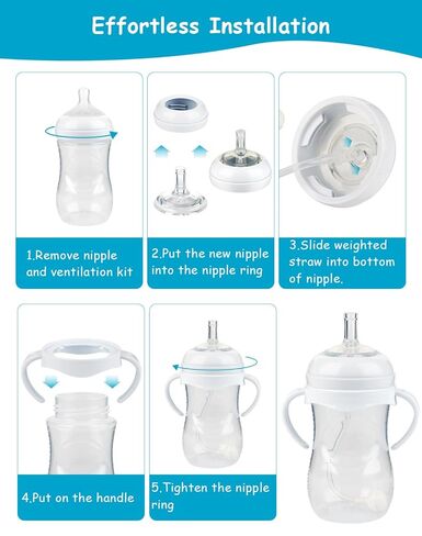 Straw Cup Conversion Kit for Philips Avent Natural Baby Bottles,Weighted Straw Sippy Cup Transition Kit with Soft Nipple and Handles for Toddler, 4-Pack， 8M+ in Saudi Arabia
