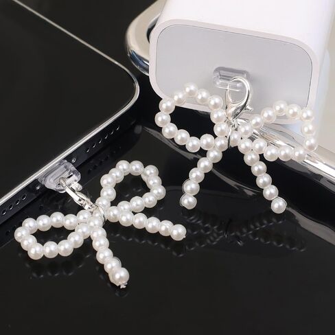 Pearl Bowknot Phone Dust Plug Pendant Phone Decoration Type-C Interface Charger Port Anti-dust Protector in Saudi Arabia
