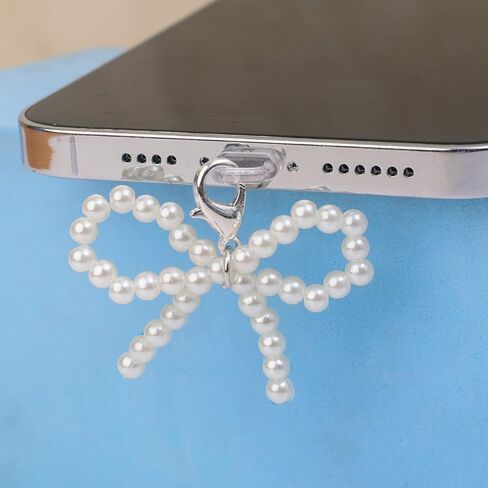 Pearl Bowknot Phone Dust Plug Pendant Phone Decoration Type-C Interface Charger Port Anti-dust Protector in Saudi Arabia