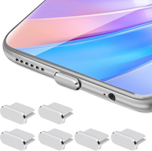 Generic USB C Anti Dust Plugs, 6 Pcs Type C Dust Covers Aluminum Alloy Phone Dust Protectors Type-C Charging Port Cover Dust Cap for Type C Smartphone Devices(Grey) in Saudi Arabia