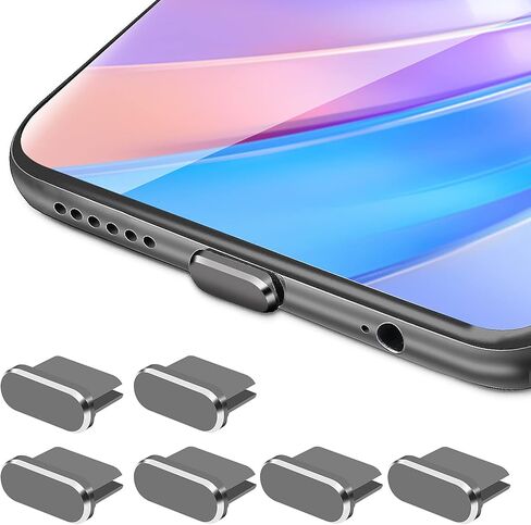 Generic USB C Anti Dust Plugs, 6 Pcs Type C Dust Covers Aluminum Alloy Phone Dust Protectors Type-C Charging Port Cover Dust Cap for Type C Smartphone Devices(Grey) in Saudi Arabia