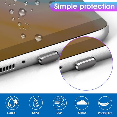Generic USB C Anti Dust Plugs, 6 Pcs Type C Dust Covers Aluminum Alloy Phone Dust Protectors Type-C Charging Port Cover Dust Cap for Type C Smartphone Devices(Grey) in Saudi Arabia
