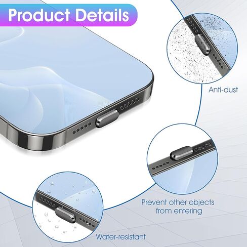 Generic USB C Anti Dust Plugs, 6 Pcs Type C Dust Covers Aluminum Alloy Phone Dust Protectors Type-C Charging Port Cover Dust Cap for Type C Smartphone Devices(Grey) in Saudi Arabia