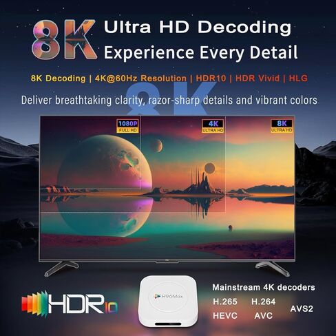 Android 14.0 TV Box 2025، جهاز بث LEFFOT M1 Plus 4K Ultra HD للتلفزيون، ذاكرة وصول عشوائي 2 جيجابايت + ذاكرة وصول عشوائي 16 جيجابايت، دعم فك تشفير 8K، التحكم الصوتي، WiFi 6، BT 5.4، HDR10، ثلاثي الأبعاد، H.265 H.264 AVS2، RK3528 رباعي النواة A53 in Kuwait
