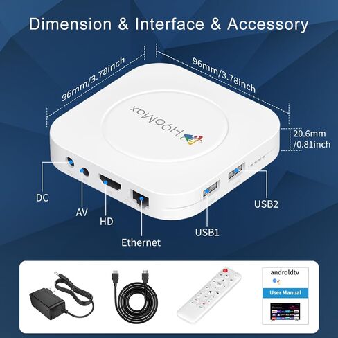 Android 14.0 TV Box 2025، جهاز بث LEFFOT M1 Plus 4K Ultra HD للتلفزيون، ذاكرة وصول عشوائي 2 جيجابايت + ذاكرة وصول عشوائي 16 جيجابايت، دعم فك تشفير 8K، التحكم الصوتي، WiFi 6، BT 5.4، HDR10، ثلاثي الأبعاد، H.265 H.264 AVS2، RK3528 رباعي النواة A53 in Kuwait