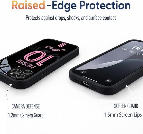 حافظة ZERMU لهاتف iPhone 14، تصميم لاعب كرة القدم Mess% حماية كاملة من الزجاج الخلفي + غطاء ممتص للصدمات من السيليكون لهاتف iPhone 14 6.1 بوصة، موضوع الأرجنتين #10 in Kuwait