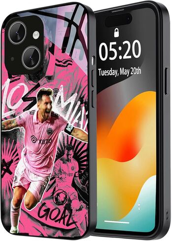 حافظة ZERMU لهاتف iPhone 14، تصميم لاعب كرة القدم Mess% حماية كاملة من الزجاج الخلفي + غطاء ممتص للصدمات من السيليكون لهاتف iPhone 14 6.1 بوصة، موضوع الأرجنتين #10 in Kuwait