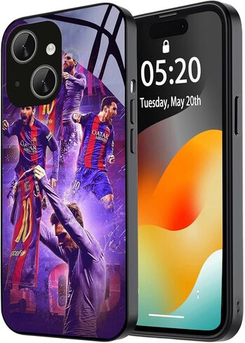 حافظة ZERMU لهاتف iPhone 14، تصميم لاعب كرة القدم Mess% حماية كاملة من الزجاج الخلفي + غطاء ممتص للصدمات من السيليكون لهاتف iPhone 14 6.1 بوصة، موضوع الأرجنتين #10 in Kuwait