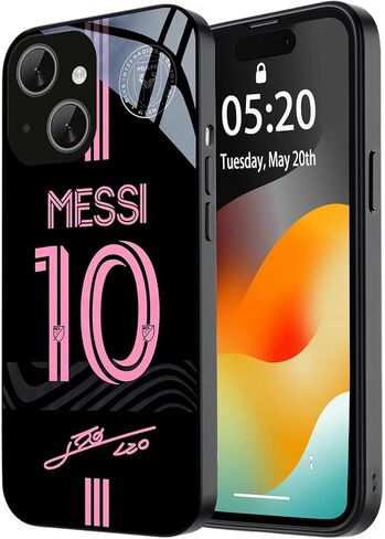 حافظة ZERMU لهاتف iPhone 14، تصميم لاعب كرة القدم Mess% حماية كاملة من الزجاج الخلفي + غطاء ممتص للصدمات من السيليكون لهاتف iPhone 14 6.1 بوصة، موضوع الأرجنتين #10 in Kuwait