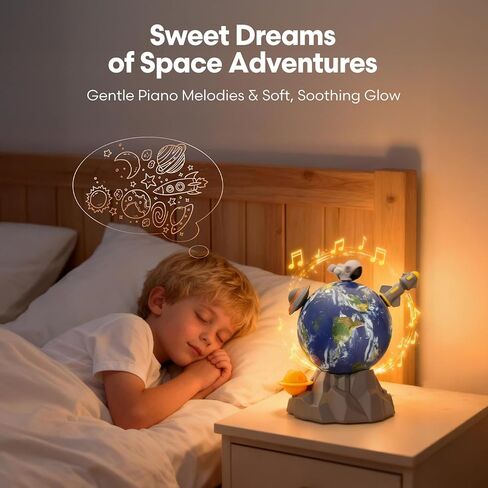Space Toys for Kids, Best Birthday Gifts for 3 4 5 6 7 Year Old Boys, Magnetic Rotation Space Music Box for Kids with 3 Spinning Figures, Great Kids Room Decor in Saudi Arabia
