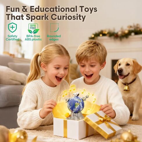 Space Toys for Kids, Best Birthday Gifts for 3 4 5 6 7 Year Old Boys, Magnetic Rotation Space Music Box for Kids with 3 Spinning Figures, Great Kids Room Decor in Saudi Arabia