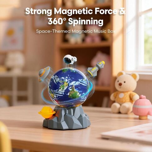 Space Toys for Kids, Best Birthday Gifts for 3 4 5 6 7 Year Old Boys, Magnetic Rotation Space Music Box for Kids with 3 Spinning Figures, Great Kids Room Decor in Saudi Arabia