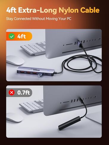 USB 3.2 Gen2 Hub, QUUGE 5-in-1 USB Splitter with 4 USB-A 10Gbps Ports, USB Multiport Adapter with 120cm Nylon Cable, 5V 2A Type-C Power Port for MacBook, Mac Pro, iMac, Laptop, PC, Flash Drive, HDD in Saudi Arabia