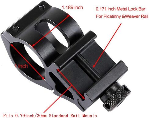 2 Pack Tactical 1" Offset Picatinny Rail Mount for Flashlights Rail Offset Flashlight Laser, for Tactical Hunting Flashlight Torch Scope Picatinny Rail Offset 20mm Rail Mounts -Black in Saudi Arabia