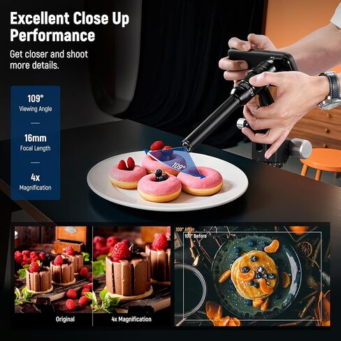 NEEWER 16mm 4X Macro Probe Lens مع 109° FOV 17mm موضوع مصباح LED قابل لإعادة الشحن للتصوير الفوتوغرافي الماكرو المحمول وتسجيل الفيديو متوافق مع عدسة كاميرا iPhone Samsung NEEWER قفص/حافظة الهاتف، LS-63 in Saudi Arabia