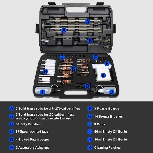 مجموعة تنظيف الأسلحة العالمية 107 قطعة من ANALIM للمسدس، والبندقية، والبندقية، والمسدس الهوائي، ومسدس وإكسسوارات المسدس، ومجموعة تنظيف مع حقيبة محمولة، وفرش، ومسدس in Kuwait